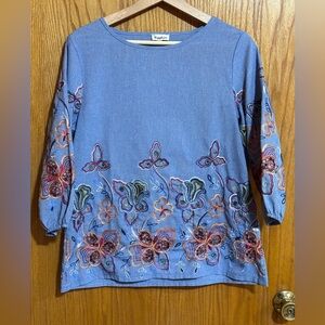 Sapphire embroidered floral women’s top sz‎ medium
